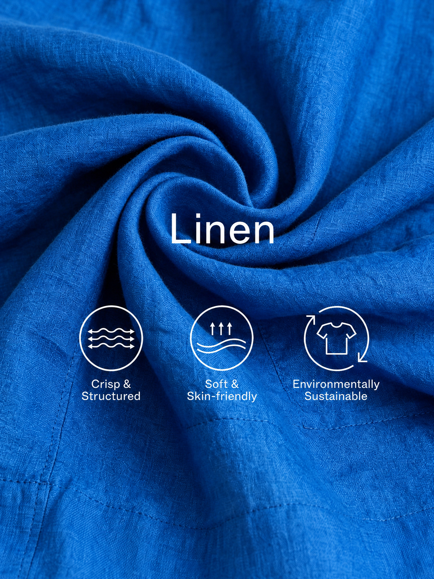 Women's Royal Blue Linen Mini Dress With Stand Collar Front Zip Placket & Large Patch Pockets, Minimalist Casual Summer Shirt Dress