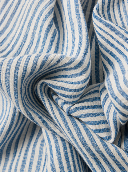 Women's Casual Blue And White Striped Woven Sleeveless V-Neck Top With Trousers