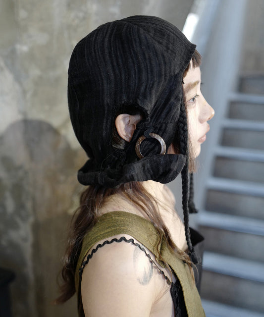 Original Design Black Wrinkled Linen Boonie Hat