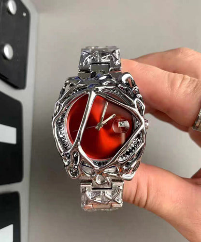 Unique Red Stainless Steel Alloy Waterproof Men Watches