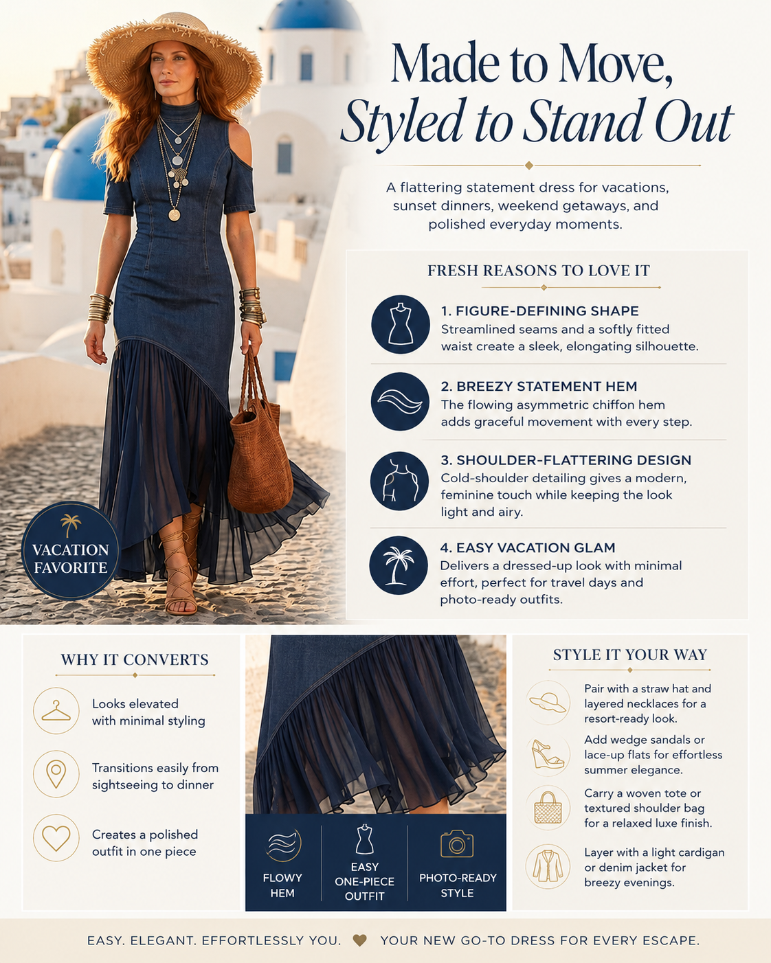 Chic Navy Cold Shoulder Tulle Patchwork Denim Dress Summer