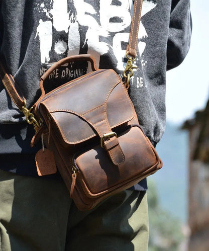 Vintage Brown Tie Dye Calf Leather Mini Messenger Bag