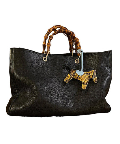 Elegant Black Large Capacity Solid Durable Leather Tote Handbag