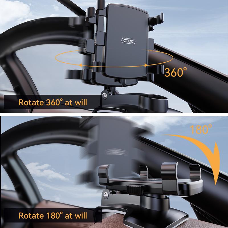 Universal Car Phone Holder Mount, 360 Degrees Rotation Dashboard Phone Holder [Upgrade Clip Never Fall]