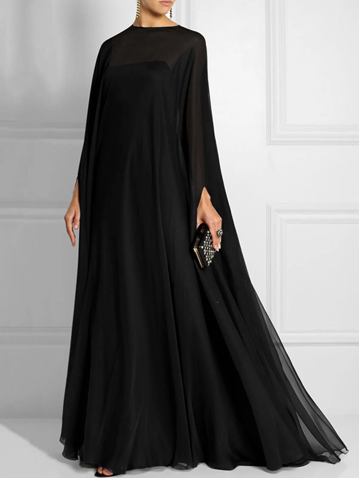 Vintage Dolman Sleeve Floor-length Flowy Dress