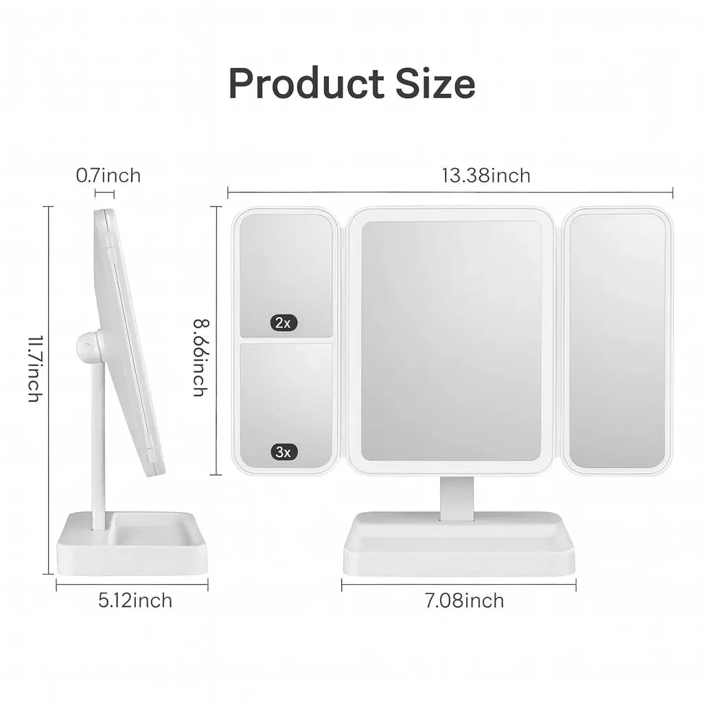 TriGlowTM Illuminated Trifold Vanity Mirror