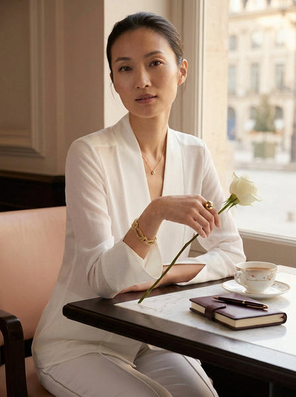 Satin Stitching Comfortable Slim Long Shirt