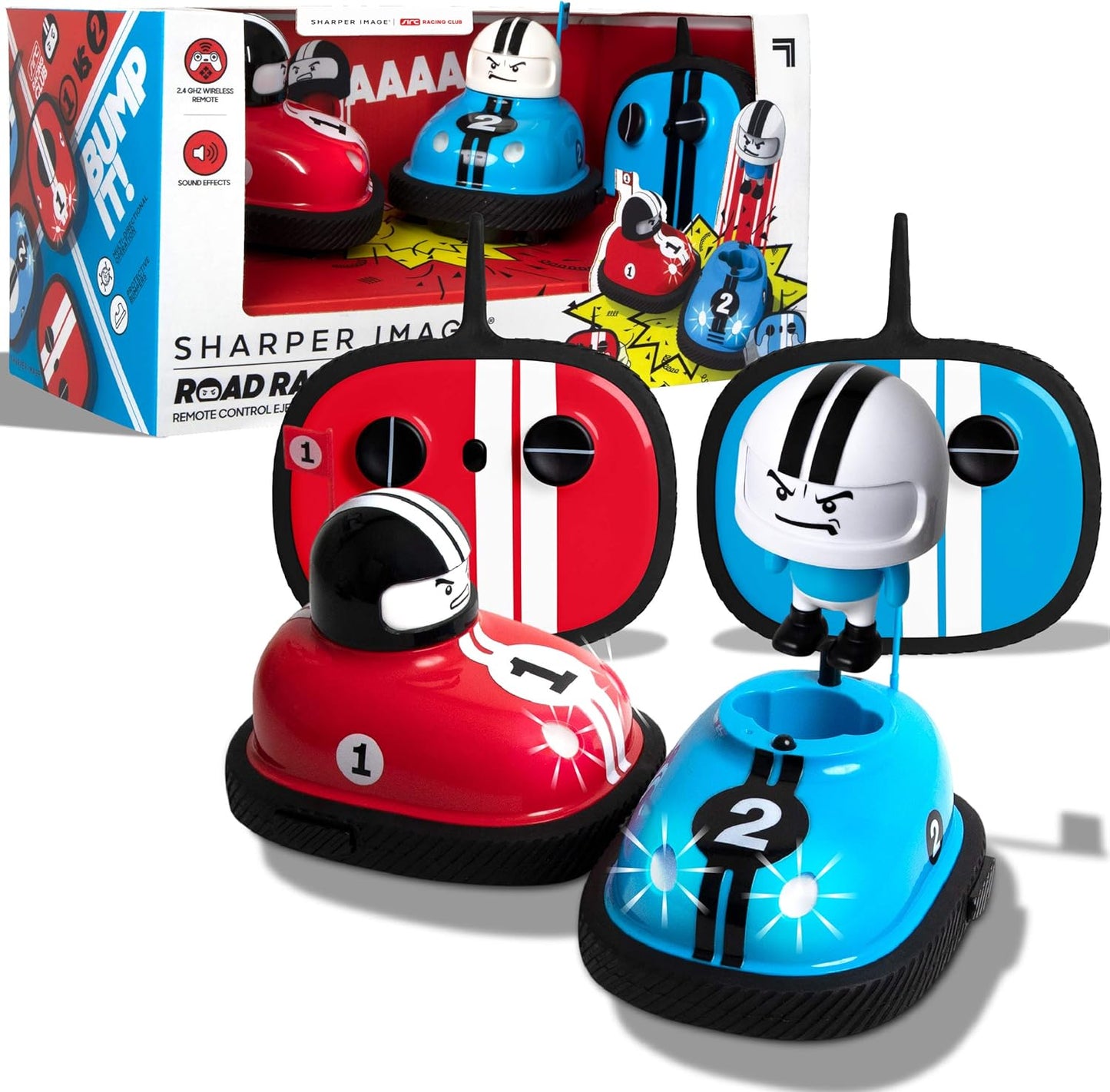 Road Rage RC Bumper Cars (2-Player Battle Set) – Ejecting Drivers, Lights & Sounds