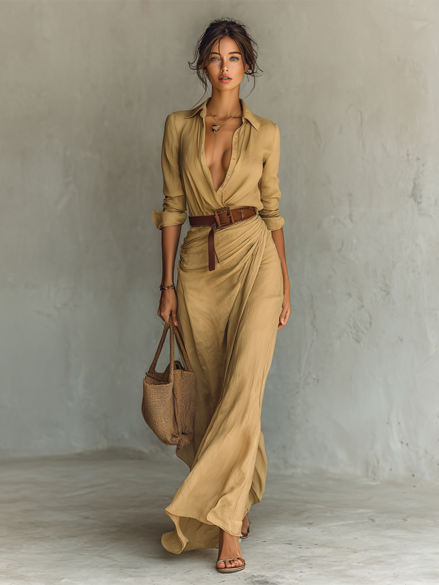 Aphrodite Silken Maxi Dress (Includes belt)