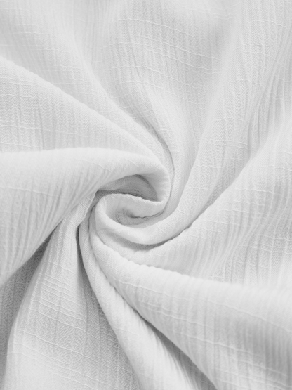 Women's Imitation Cotton And Linen Pleated Lapel Single-breasted Long-sleeved Maxi Dress