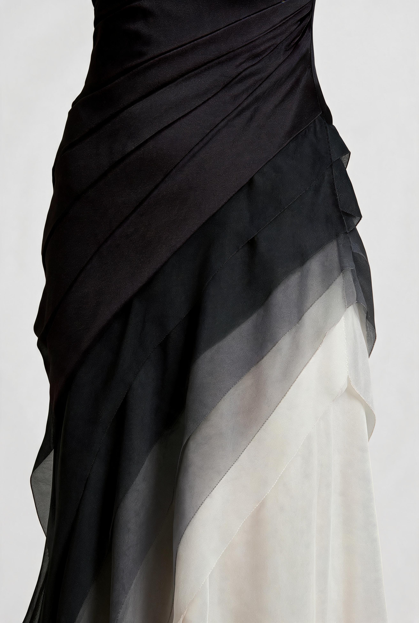 French Black High Waist Patchwork Tulle Maxi Dresses Sleeveless