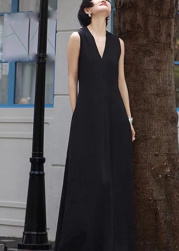 Elegant White V Neck Patchwork Long Dresses Sleeveless