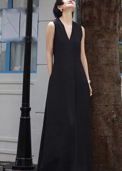 Elegant White V Neck Patchwork Long Dresses Sleeveless