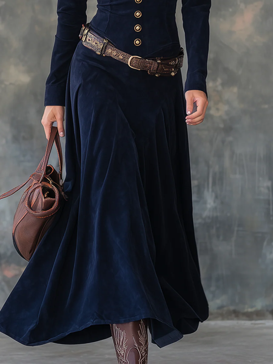Vintage Suede Midi Dress – Flattering Fit, Day-to-Night Style
