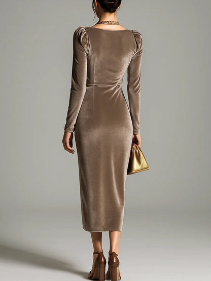 Draped Satin Midi Dress – Effortless Glamour, All-Day Confidence