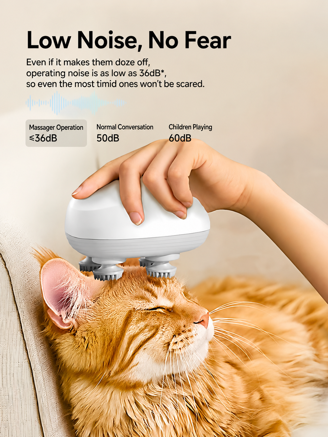 Quiet 4-Claw Cat Massager – Low-Noise Kneading Spa Brush for Relaxed, Happy Cats