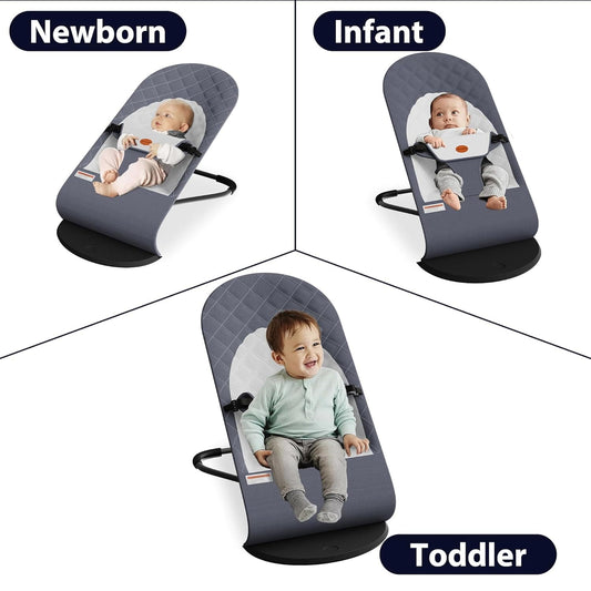 Portable Baby Bouncer Seat for Infants, 0-18 Months, 3 Modes of Use with Rocker & Stationary Options