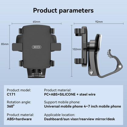 Universal Car Phone Holder Mount, 360 Degrees Rotation Dashboard Phone Holder [Upgrade Clip Never Fall]