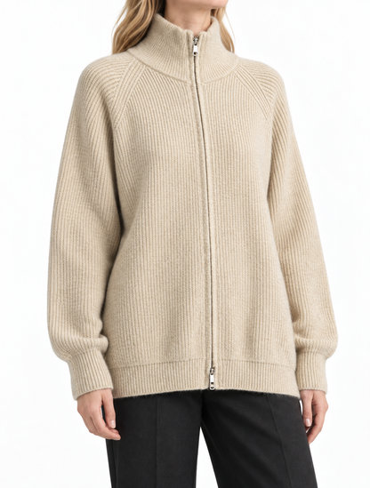Women's Sherpa Fleece Zip-Up Jacket – Stand Collar Plush Coat