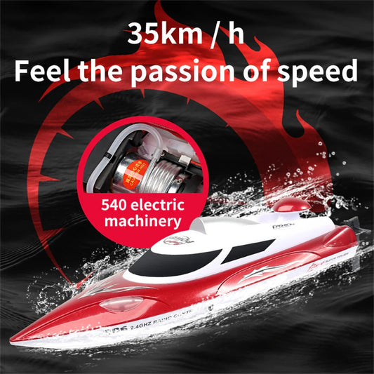 Boat High Speed LED Light Speedboat Capsizing Reset Waterproof 35km/h Electric Racing Vehicles Models Lakes Pools Remote Control Toys
