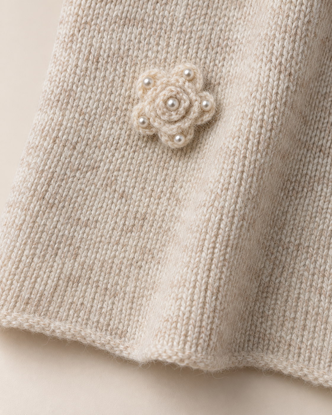 Women's Wool Sweater and Skirt Set – Pearl Floral Two-Piece Knit Outfit