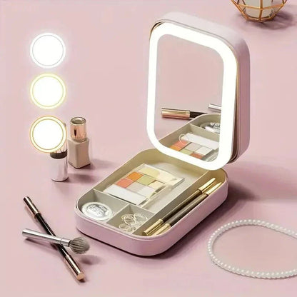 ✨ GlamGlowTM – Tricolour LED Travel Makeup Box