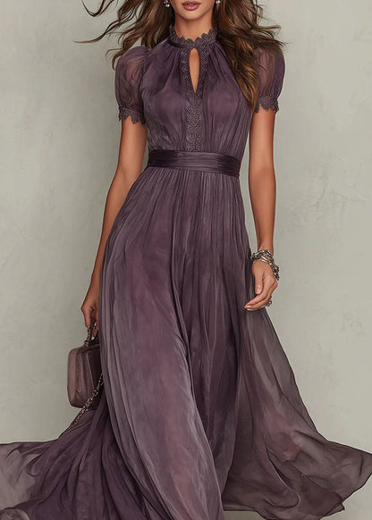 New Lace Patchwork Wrinkled Chiffon Robe Dresses Summer