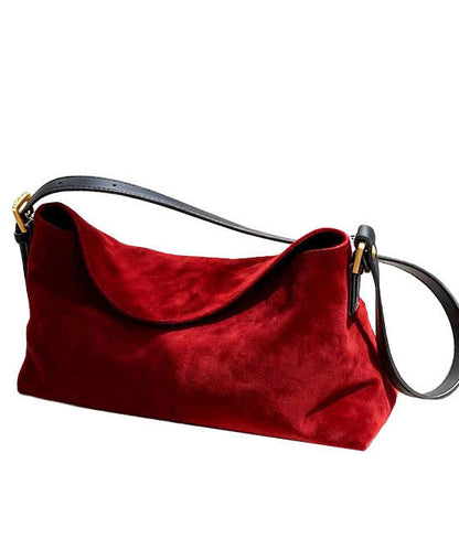 Elegant Red Solid Durable Fine Suede Shoulder Bags