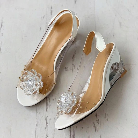 Slingback Flower Rhinestone Sandals