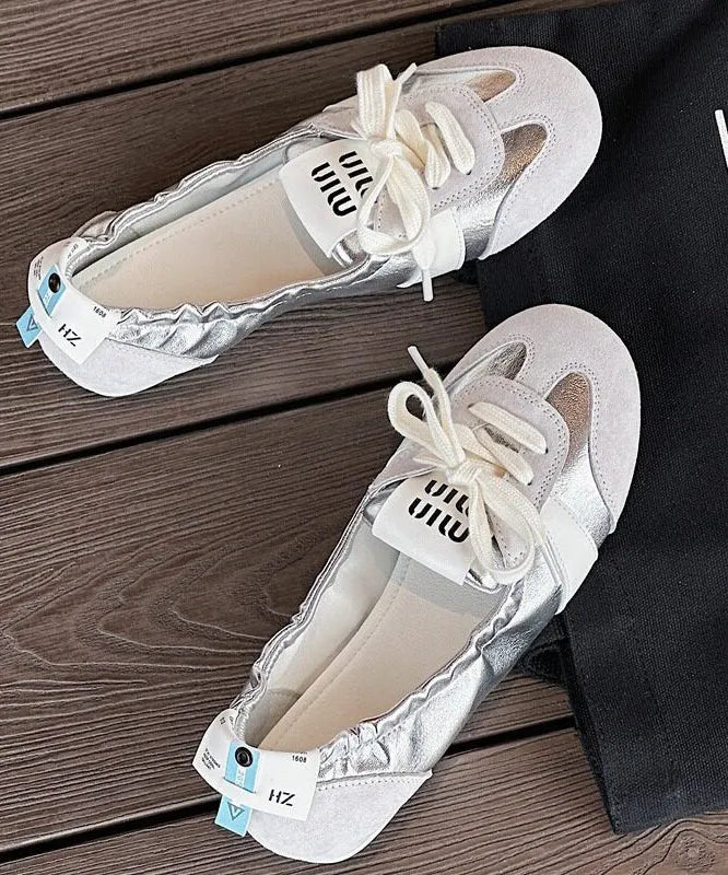 Casual Comfy Blue Flat Shoes Splicing Lace Up